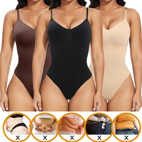 Womenswear  One-Piece Tummy Tucking Bodysuit Comfort Sleeveless Tops Shapewear for Women Soft V Neck Simple Comfy  Snatched Waistline