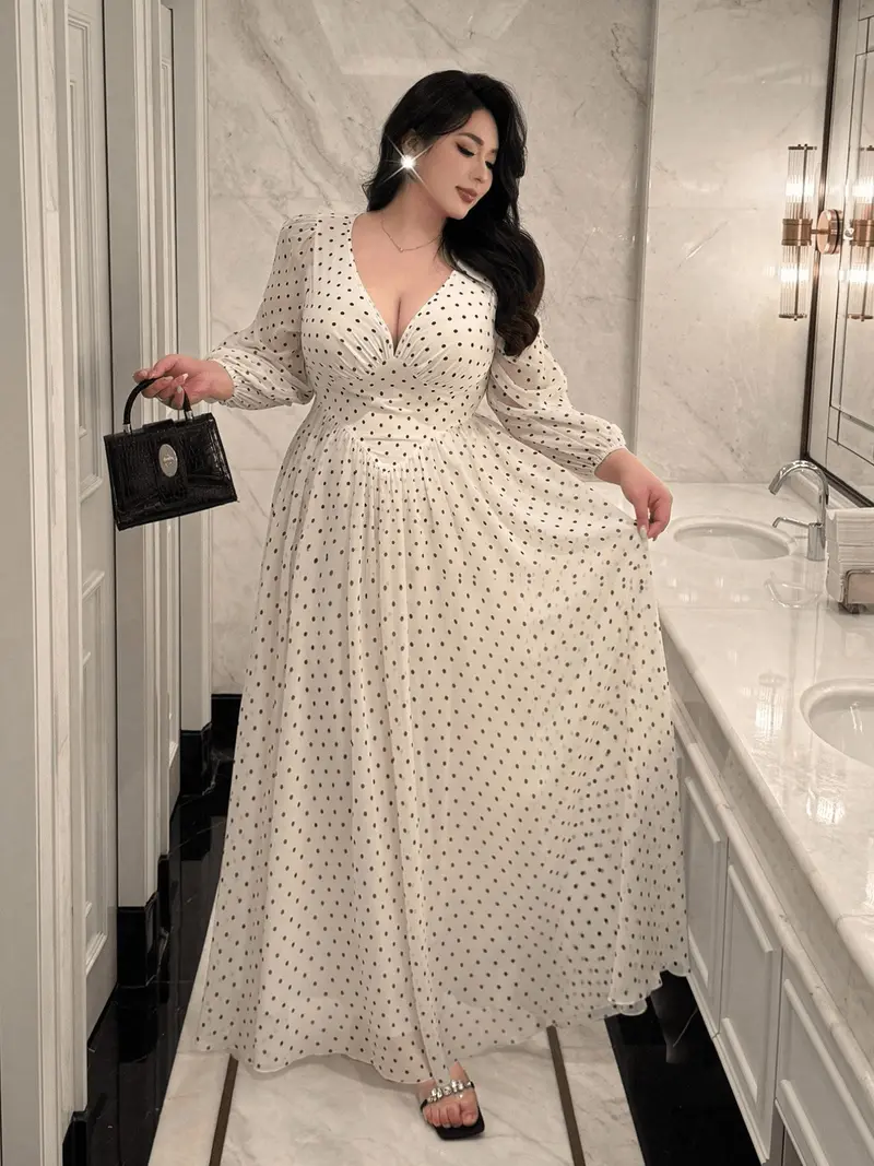 birthday dress for women elegant CM.YAYA Plus Size Women Short Sleeve Slash Neck Big Swing Loose Smock Maxi Dress 2024 Fall Party Evening Long Dresses White / 2XL main image 1