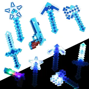 mushroomcase Set of 5 LED Pixel Sword and Diamond Toy Light Up Pixel Style Best Toy Gift for Birthday New Year and Halloween
