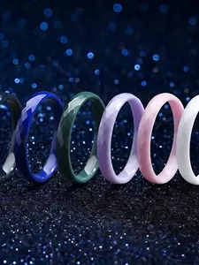 Minimalist 3mm Thin Wedding Band Ceramic Ring for Women, Stackable Colorful Rings in Black White Pink Green Blue Purple Aesthetic Jewelry Gift for Her, US Size 5-12