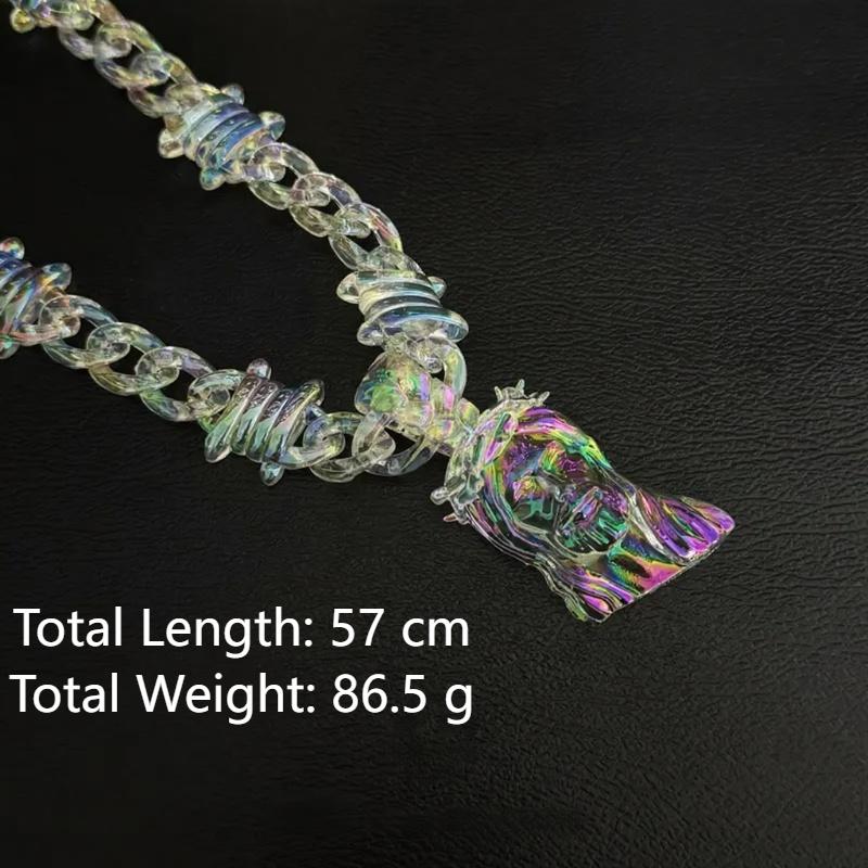 Jesus pendant necklace-Chunky Transparent Acrylic Jesus Pendant Necklace for Men Christian Gift-Hip-hop style, color plating process, TikTok trend-Christmas gifts-Thanksgiving home decor Luxurious Head--TikTokShopBlackFriday