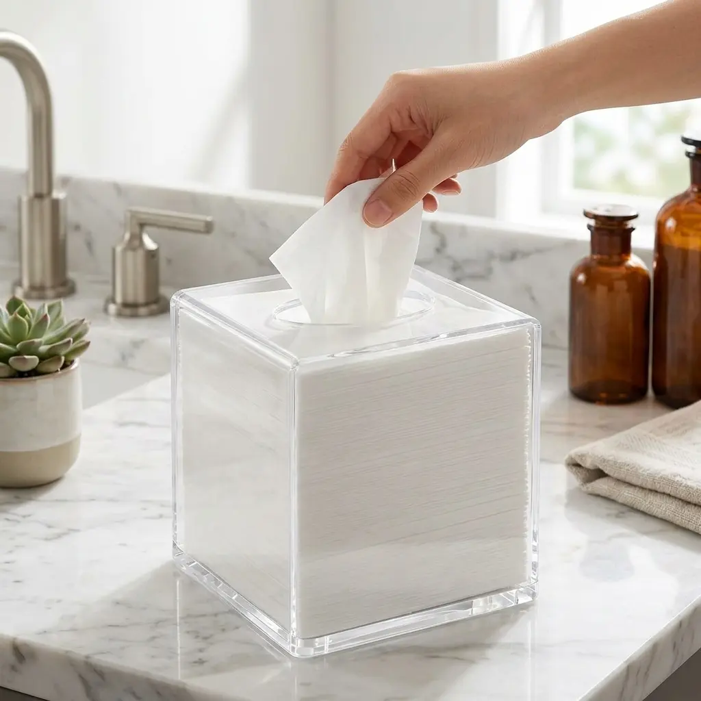 Clear Tissue Box Holder, Clear Tissue Box, Acrylic Napkin Holder for Bathroom Kitchen Bedroom Office Hotel -Send Goods from Local Warehouse