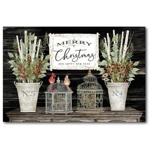 Courtside Market Merry Christmas Cardinals 18x26 Canvas