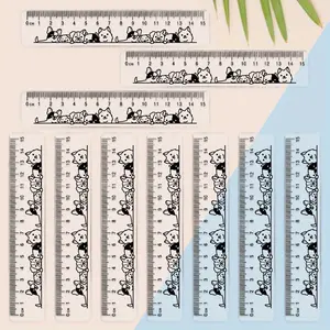 10PCS Christmas Theme Plastic Rulers 15cm, Side Features a Serrated Structure, Transparent, Easy to Read Design, Office Supplies, Precision Measuring, Sleek Appearance, Clear Printing