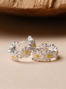 Cute Daisy Design Hoop Earrings, Fashionable Earrings for Women & Girls, Trendy All-match & Exquisite Jewelry for Birthday Gift, Trendy Fashionable Accessories, Casual Trendy Jewelry