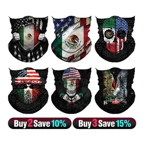6pcs Winter UV Protection Cooling Neck Gaiter Face Mask Men Women Seamless Bandana Rave Face Cover Scarf Mask, Balaclava, Headband, Head Wrap, Great for biking, fishing, climbing, and construction work, American & Mexican Headwear