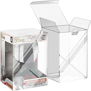 24 Pack Protectors Case Compatible with Funko- 4" Inch Pop Vinyl Collectible Figures, Crystal Clear Protectors, Heavy Duty Display Box w/ Protective Film & Locking Tab, Set of 24