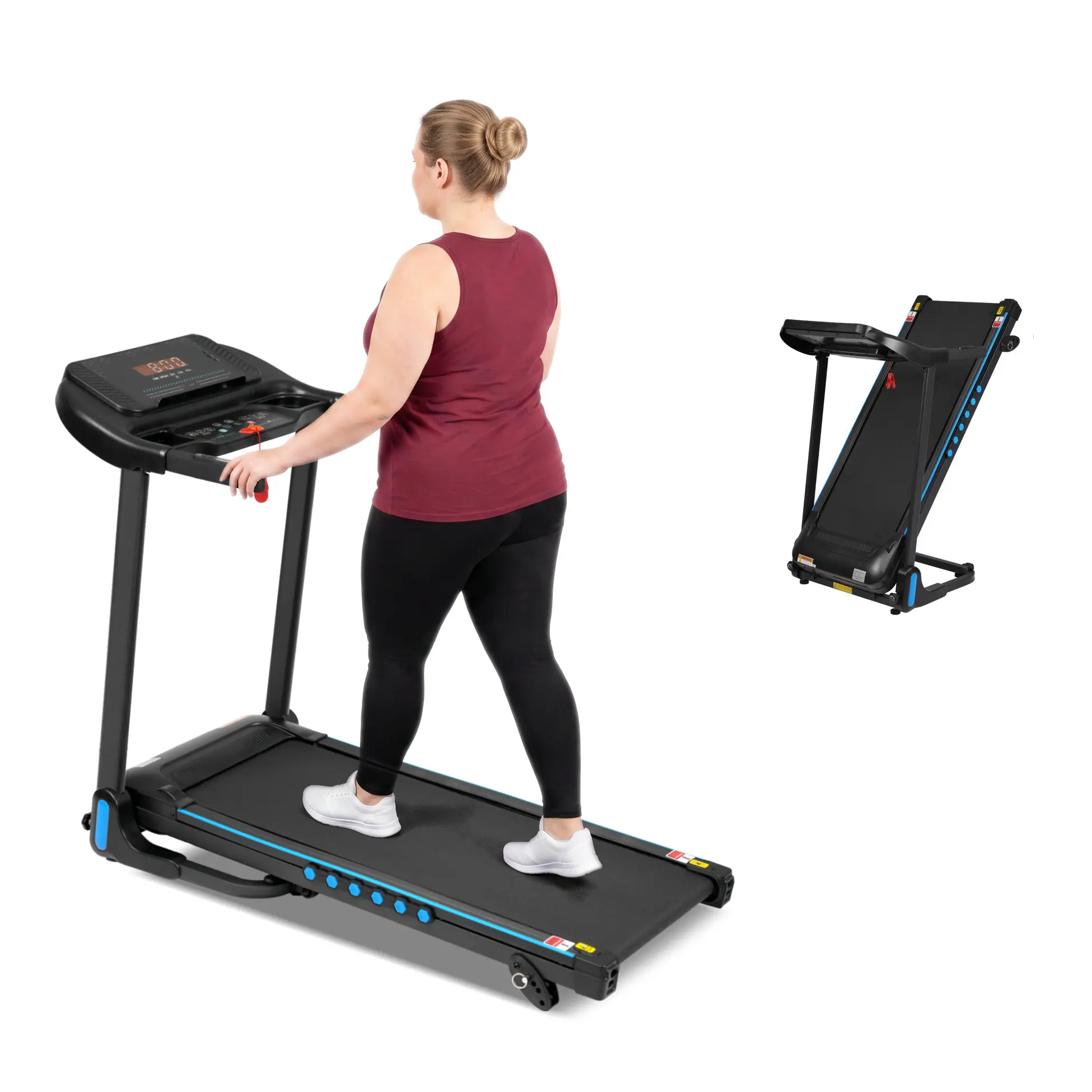 Quiet Walking Pad Treadmill for Home, 350 lb Steel Frame, 15.35" Wide Running Belt, 0.5-10 MPH, Handrail Speed Controls, 6% Incline, Hydraulic Folding, Sets Up in Minutes