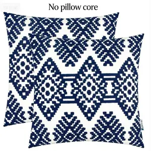 Gray Decorative Throw Pillow Pack Of 2, Embroidered Cotton, Embroidered Detailing, Farmhouse, Geometric, Sofa, Couch, Living Room, Bed - Home Decor