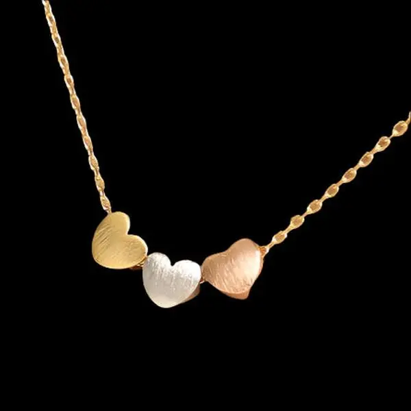💖 Triple the Love: Dainty Three Heart Pendant Necklace 💖