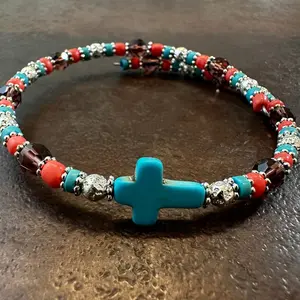 Handmade Memory Wire Beaded Bracelet For Women