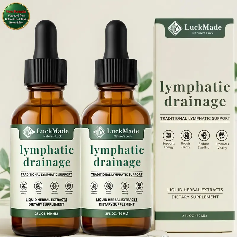 LuckMade Liposomal Lymphatic Drainage Drops – Natural Herbal Supplement with Cleavers, Red Clover, Stillingia & Prickly Ash Bark, Supports Lymphatic Health, Bloat Relief & Digestive Comfort, 2 FL.OZ, 58 Servings