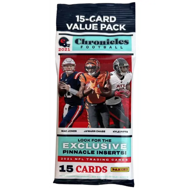 2021 Panini Chronicles Sport Trading Card Football Value Pack - 15 Cards, Parallels, Rookie Focus, Exclusive Pinnacle Inserts, Historically Popular Releases