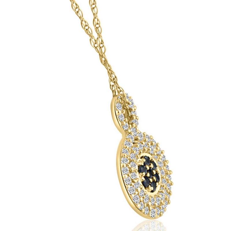 1/4Ct Sapphire & Natural Diamond Pendant Necklace in White or Yellow Gold 1/2"