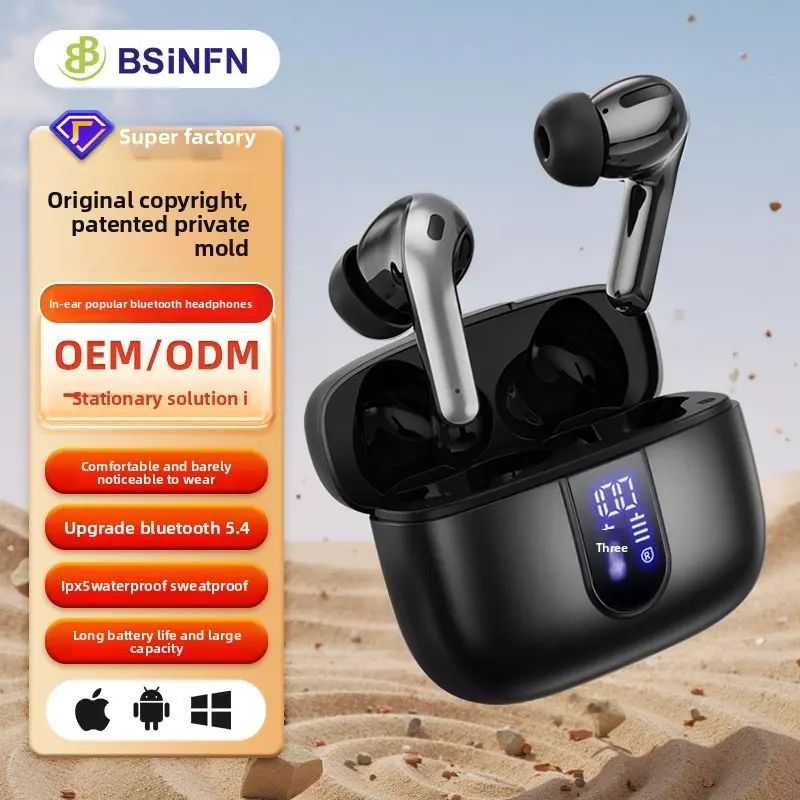 2026 New Model True Wireless In-Ear Earphones with Noise Cancellation, Digital Display, High Sound Quality, Stylish Design, Long Battery Life & Large Capacity, Call Control, Ear Cushions for Sports (Bluetooth Headphones)