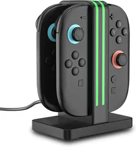Charger Dock Compatible with Nintendo Switch 2 Joy Con Controllers Switch 2 Charging Station with LED Indication and Charging Cable Black Magnetic Design for Quick Charging Compact Console