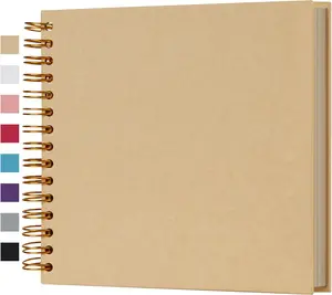 8 x 8 Inch DIY Scrapbook Photo Album 80 Pages Thick Kraft Blank Yellow Paper Memory Book for Wedding and Anniversary Family (Yellow, 8 Inch)