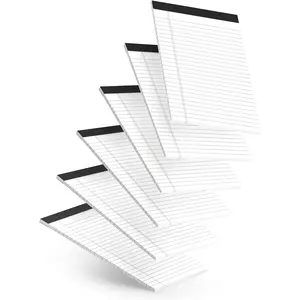 6 count Small Note Pads, White Notepads 5x8 College Ruled Notebook, Writing Pads 5 x 8, Legal Pads, Memo Pad Paper Perforate Narrow Ruled Notebooks for Work, School, Office,30 Sheets/Pack