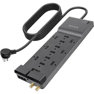 Power Strip Surge Protector with 12 AC Multiple Outlets, 10 ft Long Flat Plug Heavy Duty Extension Cord for Home, Office, Travel, Computer Desktop, Laptop & Phone Charging Bricks (4,156 Joules)