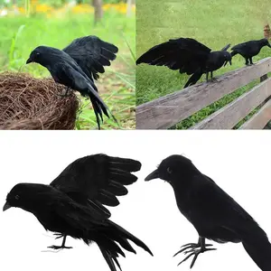 Halloween Decoracion Simulation Black Crow Raven Bird Repellent Pest Control Pigeon Repellent Garden Decoration Outdoor PCS Halloween Crows,Realistic Black FeatheredCrows Ravens Birds for Halloween Party IndoorOutdoor Decorations