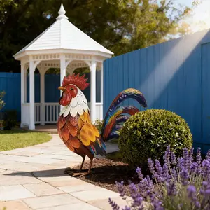 Outdoor garden courtyard decorative iron art artificial rooster ornament yard landscape gardening arrangement animal ornament