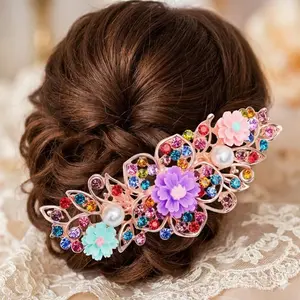 Versatile Alloy Diamond Hair Comb Clip: 5-Prong Styling Tool for Updos, Half Styles, and Accessory. Portable Metal Hairpin with Crystal Accents, Multi-Function Hair Styler for Women.