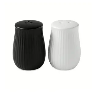 2 Piece Ceramic Salt and Pepper Shakers, Black