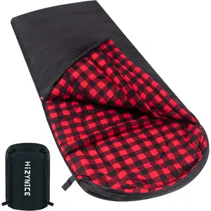 0 Degree Sleeping Bag 100% Cotton Flannel XXL for Adults Big and Tall Cold Weather Winter Zero Degree Camping,Free Compression Sack HiZYNICE