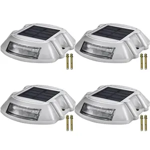【fathersdaygift】VEVOR 4-Pack Solar Pathway Lights, Bright White Screw-In 6 LED Wireless Waterproof Fixtures, Solar Patio Lights for Garden, Walkways