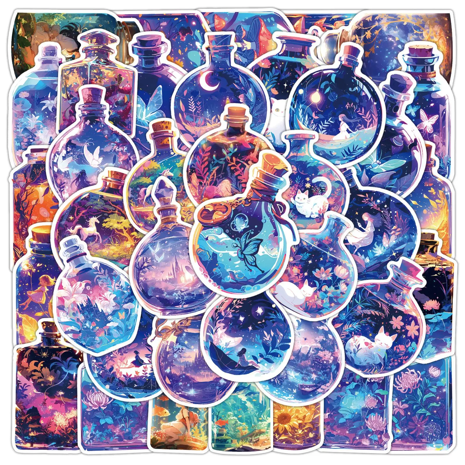 Cartoon Bottle Pattern Car Stickers, Waterproof Self Adhesive Car Decals, Decor Paper for Gift Greeting Card Water Bottle Laptop Phone