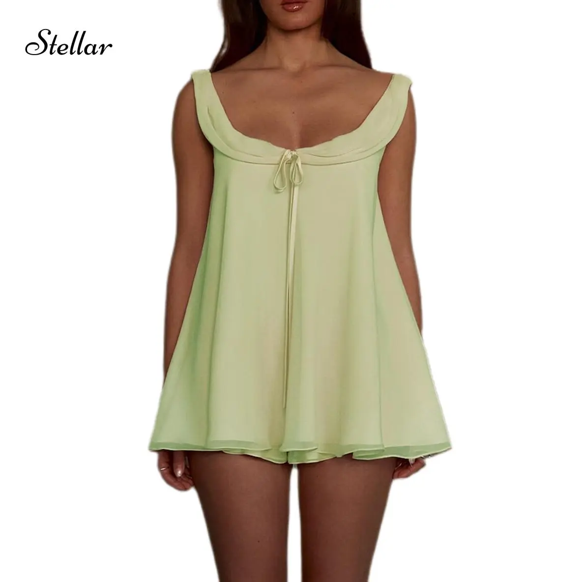 Women's Solid 2-Piece Set, Cotton Blend Lounge Outfit with a U-Neck Long Tank Top and Low-Rise Bottoms, Two Piece Sets, U-Neck Top