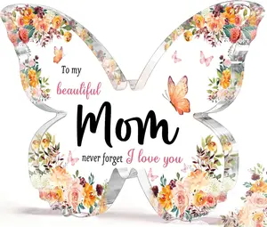 Gifts for Mom - Butterfly Shaped Decorative Acrylic Plaque for Mom from Daughter, Mothers Day Christmas Gifts