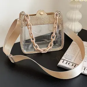 Champagne &Clear Handbag with crossbody strap