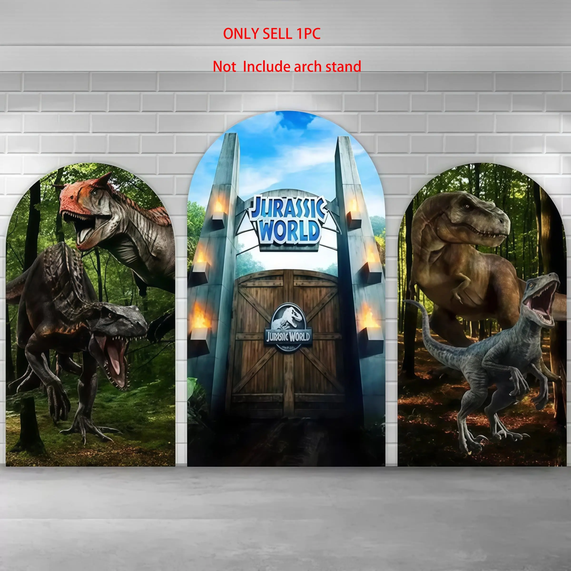 World Dinosaur Chiara Arch Covers Stretchy Backdrop – T-Rex & Raptor Design, Perfect for Kids’ Birthday & Dinosaur Theme Party Decor Photo Backdrop Dinosaur Themed Design