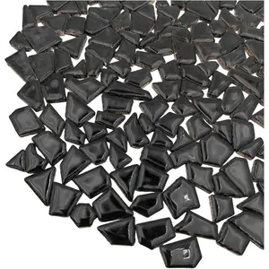 200g Ceramic Mosaic Tiles for Crafts Irregular Stained Ceramic 0.2"x0.8" Porcelain Mosaic Tiles for Home Decoration (Black)