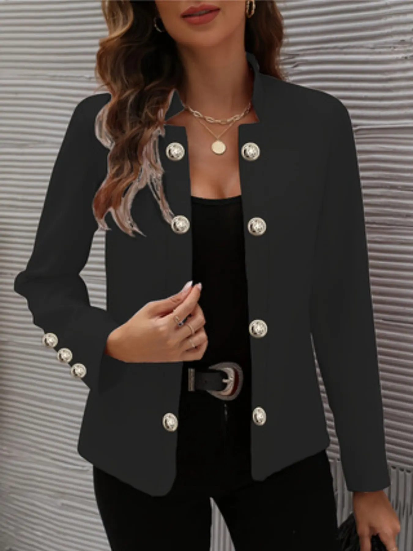 Women's Casual Commuter Spring & Fall Suit Jacket, Trendy Solid Button Blazer, Fitted Regular Length, Plain Pattern, Ideal for Daily Wear