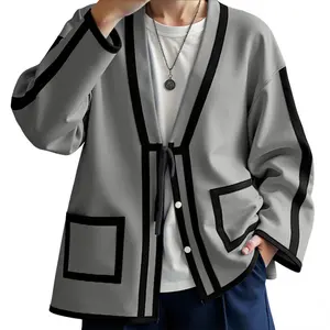  INCERUN COS Japanese/Zen Men's/Unisex Color Block Stripe Kimono Cardigan | Loose Fit Outerwear | Casual Daily, Trendy Street, Loungewear