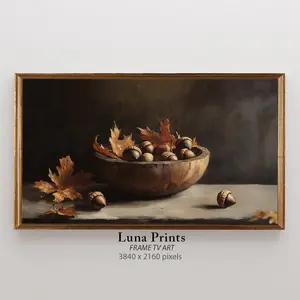 Unframed, Room Decor, Fall Vintage Art, Moody Fall Art Thanksgiving, Acorn Printing, Autumn