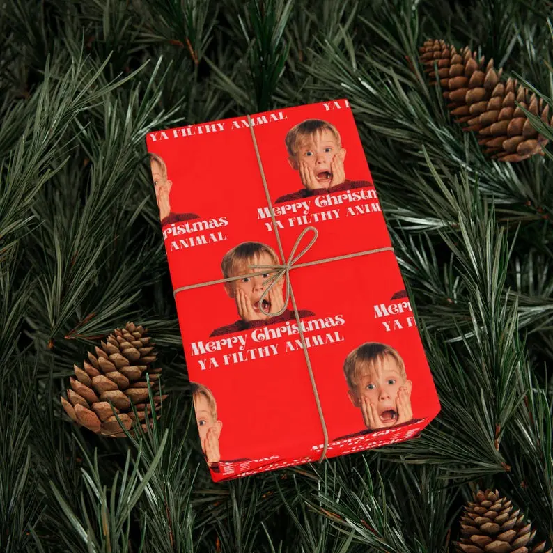 Home Alone Festive Wrapping Paper  Movie Reference Gifts, Holiday Wrapping, Unique Gift Wrap