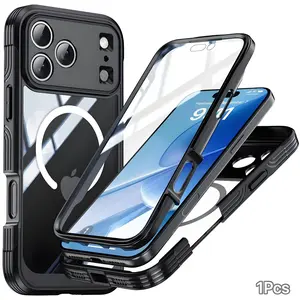 Miracase for iPhone 17 16 15 Pro Max Case 6.1'', Protective Full-Body Bumper Phone Case with Full Glass Screen &Camera Control, No Gap,Compatible with MagSafe, Drop Proof Cover, Black