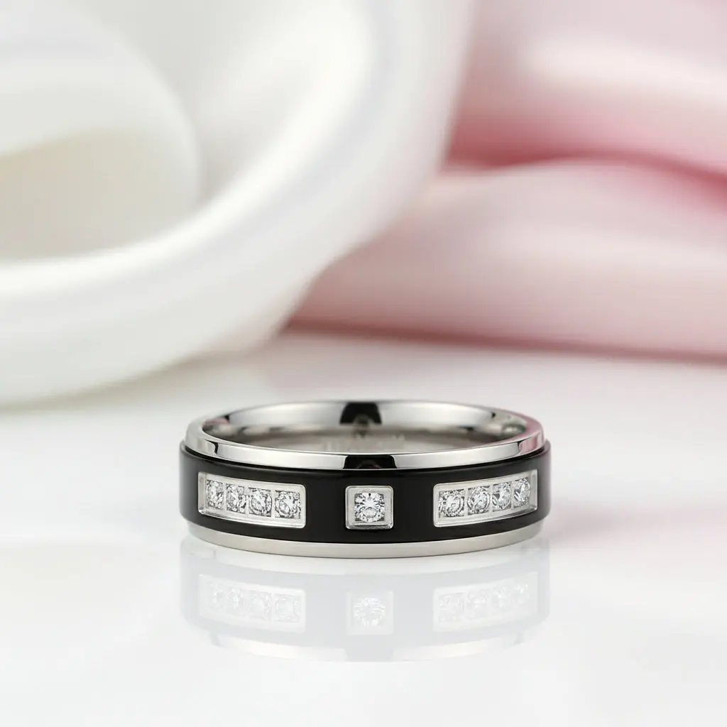 Eternity Diamond Option Men's Titanium Wedding Band