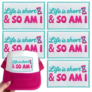 CY 5PCS Iron on Patches Tucker Hats Funny Phrase Embroidered Appliques DIY Accessories for Clothing Bags Jackets Jeans Backpacks