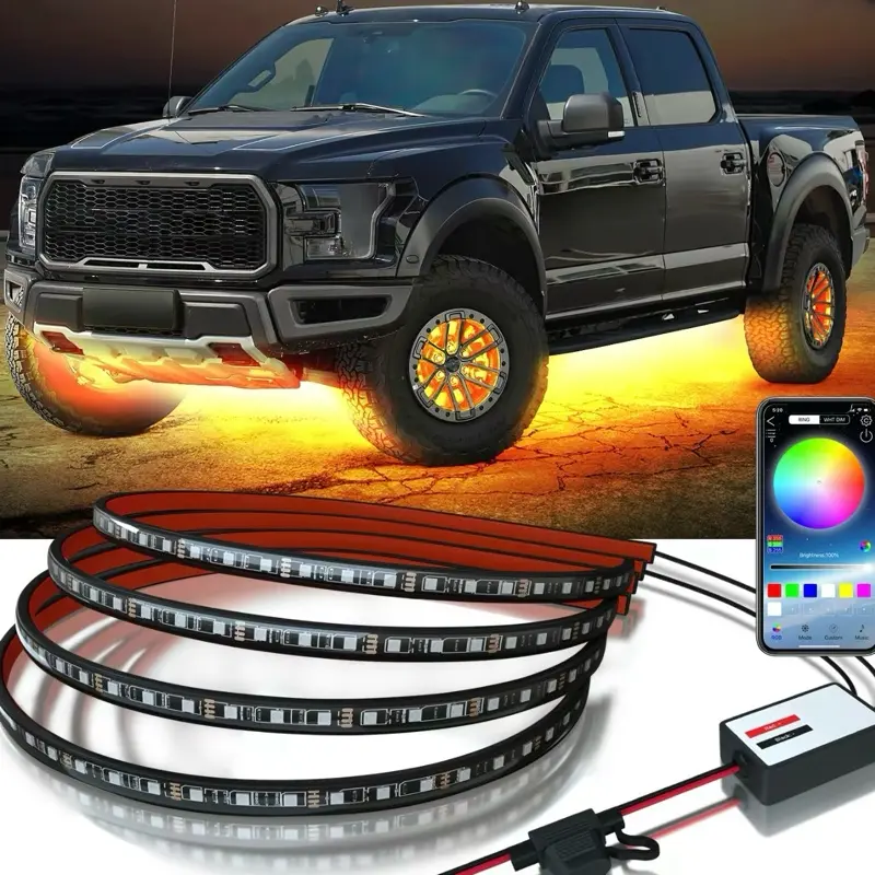 RGB Car Underglow Strip Light, 1 Set CarAExterior Under Music Svnc Light with APPControl, Waterproof Decorative LED Lightfor Car, Truck, SUV led  lights