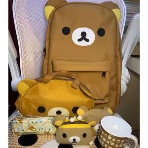Cute Bear Rilakkumas Backpack Large Capacity Anime Cartoon Backpack Stylish Student School Bag Nylon Shoulder Bags Schoolbag