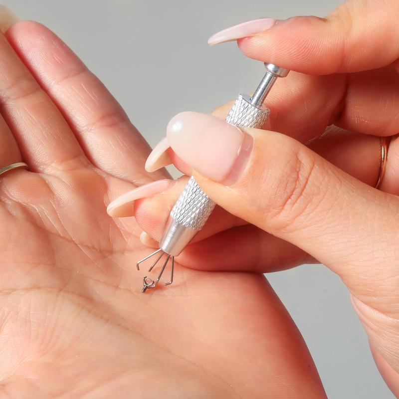 20G/18G 7mm Titanium Horseshoe Nose Ring(Free Gem Picker Tool) Internally Threaded Gems Lightweight