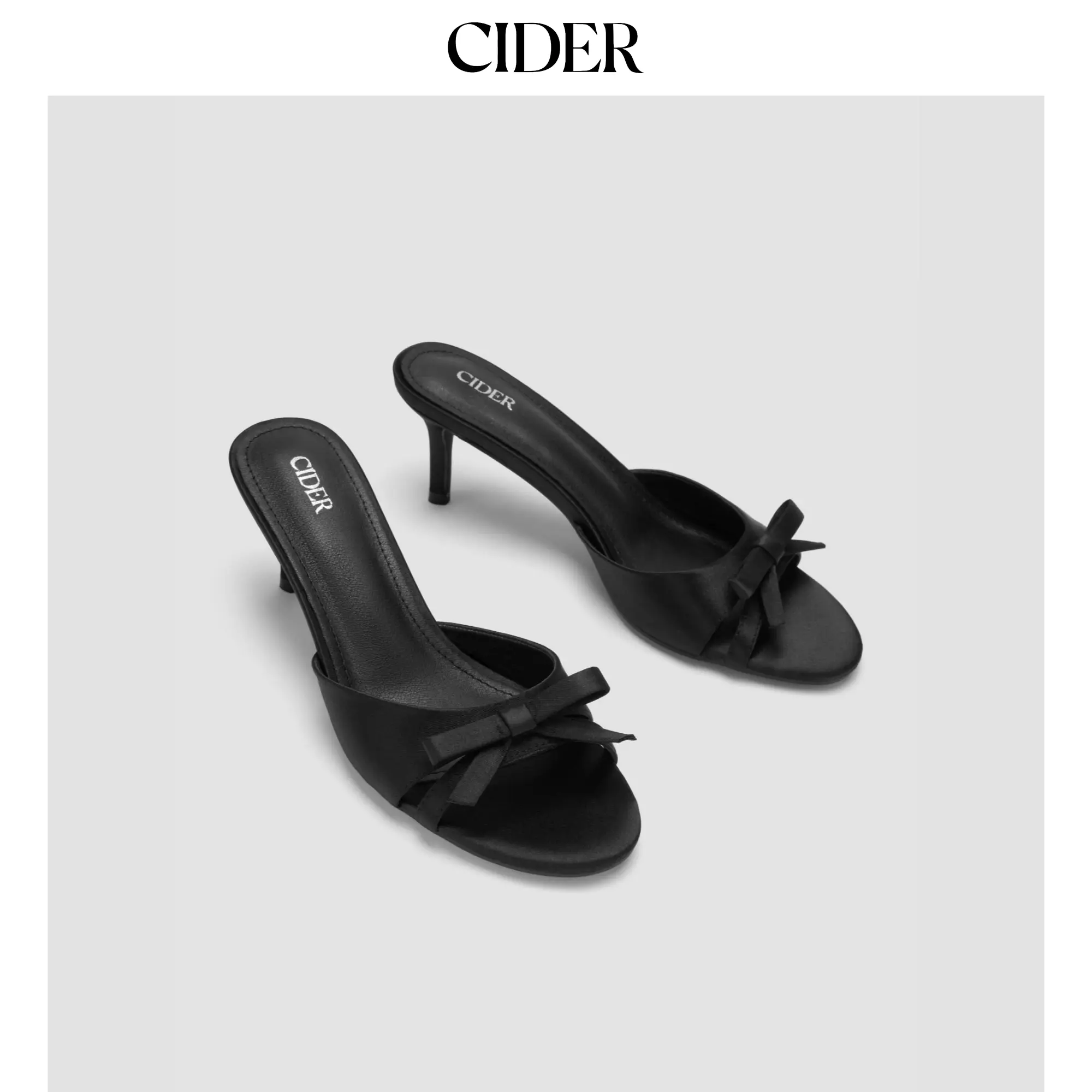 Cider TWO-TONE BOWKNOT SATIN MID HEEL SANDALS