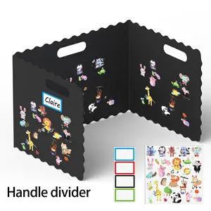 Plastic Desk Isolation Partition with DIY Animal Stickers, Student Privacy Divider, Exam Anti-Spy Screen, Art Craft Supplies