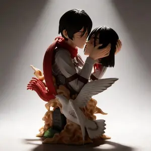 Attack On Titan GK Death Kiss Mikasa Eren Levi Statue Figure Anime Desktop Ornament Collectible Art Model Gift