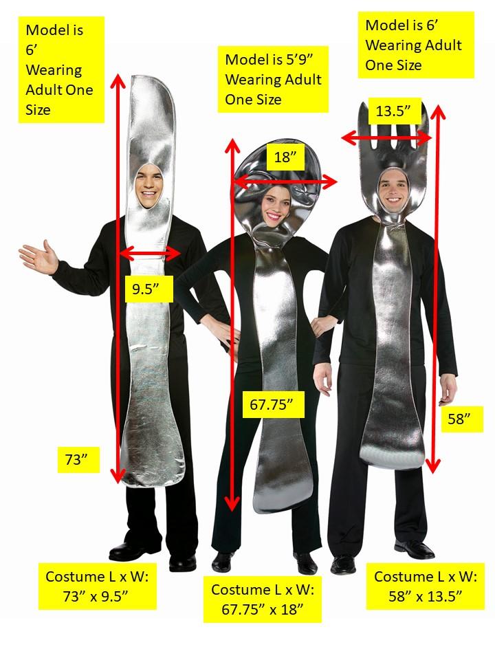 Rasta Imposta 3 Piece Imitation Utensil Group Costume Set with Fork, Knife, and Spoon