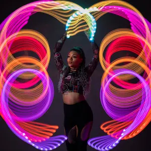 PixelFans - Dance Equipment for Practice Stage Performance & Circus-Style Hoop Recreation Classic Style 2 Pack Light with Remote Control & 24 LEDs for Dynamic Visuals